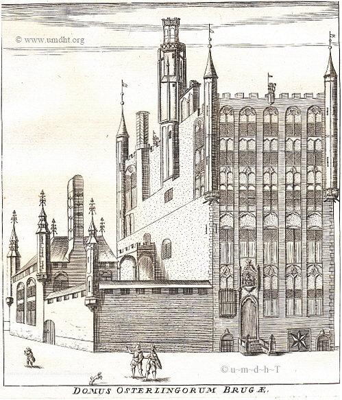 Hansehaus in Brügge - Domus Osterlingorum Brugae, Kupferstichdarstellung von Antonius Sanderus. Für eine größere Darstellung klicken Sie bitte auf das Bild Hansehaus in Brügge - Domus Osterlingorum Brugae, Kupferstichdarstellung von Antonius Sanderus. Für eine größere Darstellung klicken Sie bitte auf das Bild